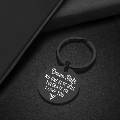 iJuqi Drive Safe Keychain Boyfriend Gift - Valentine's Day Gifts for Him Men Funny New Driver Keyring Cute Boyfriend Husband Gifts from Girlfriend Wife