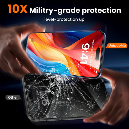 UniqueMe for iPhone 16 Pro Screen Protector - [Military Grade Shatterproof & 9H+ Hardness] Screen Protector 16 Pro Tempered Glass Full Coverage Protection, Easy Installation, 2 Packs