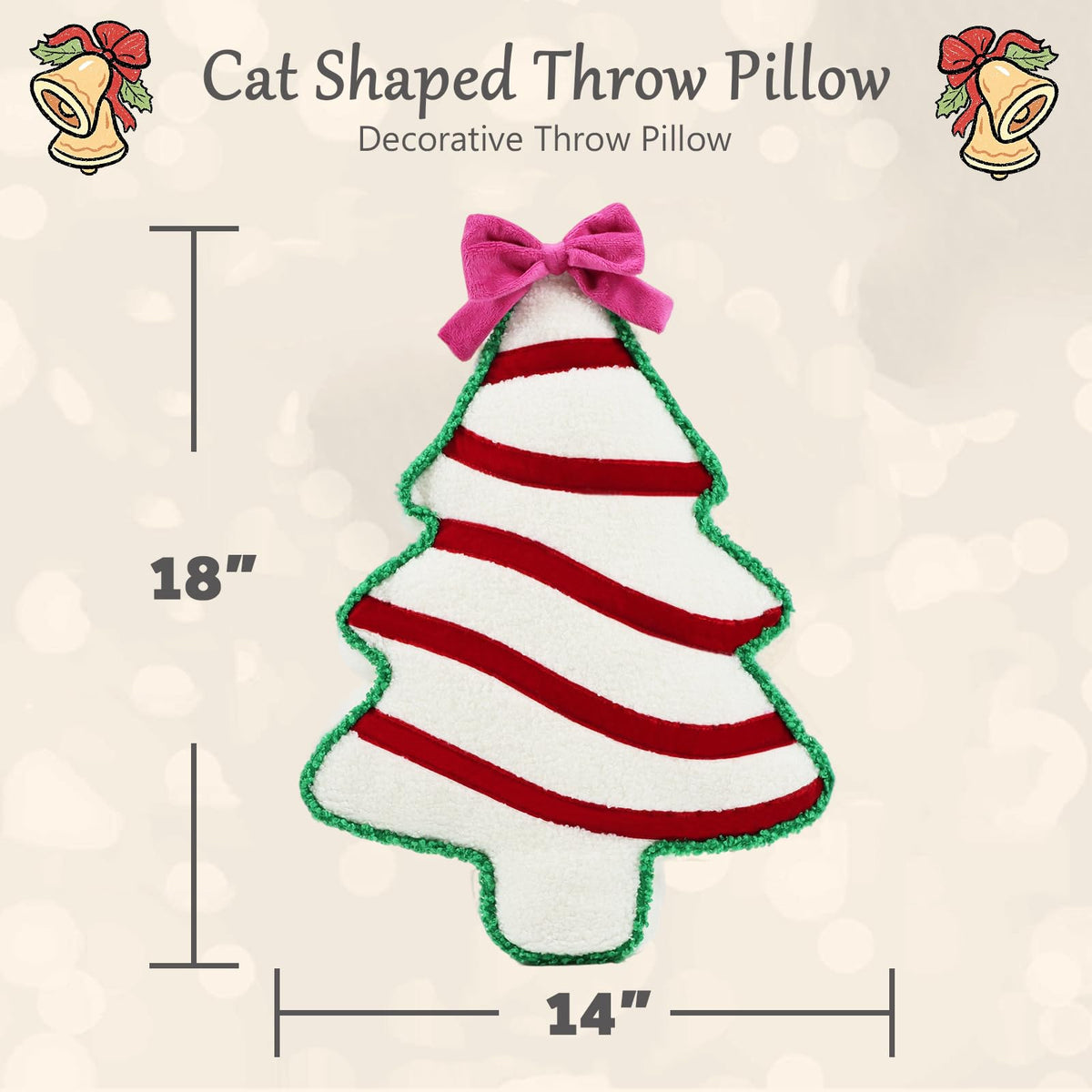 VigorSpring Christmas Tree Shaped Pillows- Plush Stuffed Christmas Tree Throw Pillows for Home Couch Sofa Bed Decorative, Cute Xmas 3D Shaped Decor, 14x18 Inch