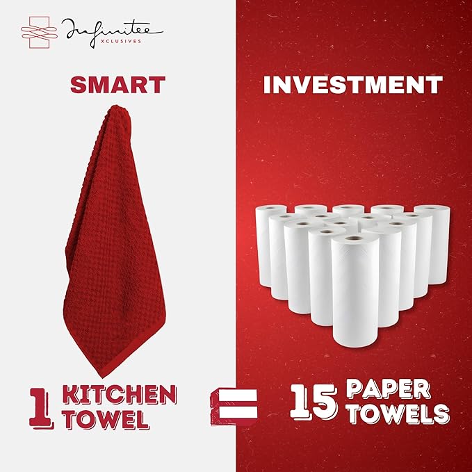 Infinitee Xclusives Premium Kitchen Towels – Pack of 3, 100% Cotton |15 x 25|