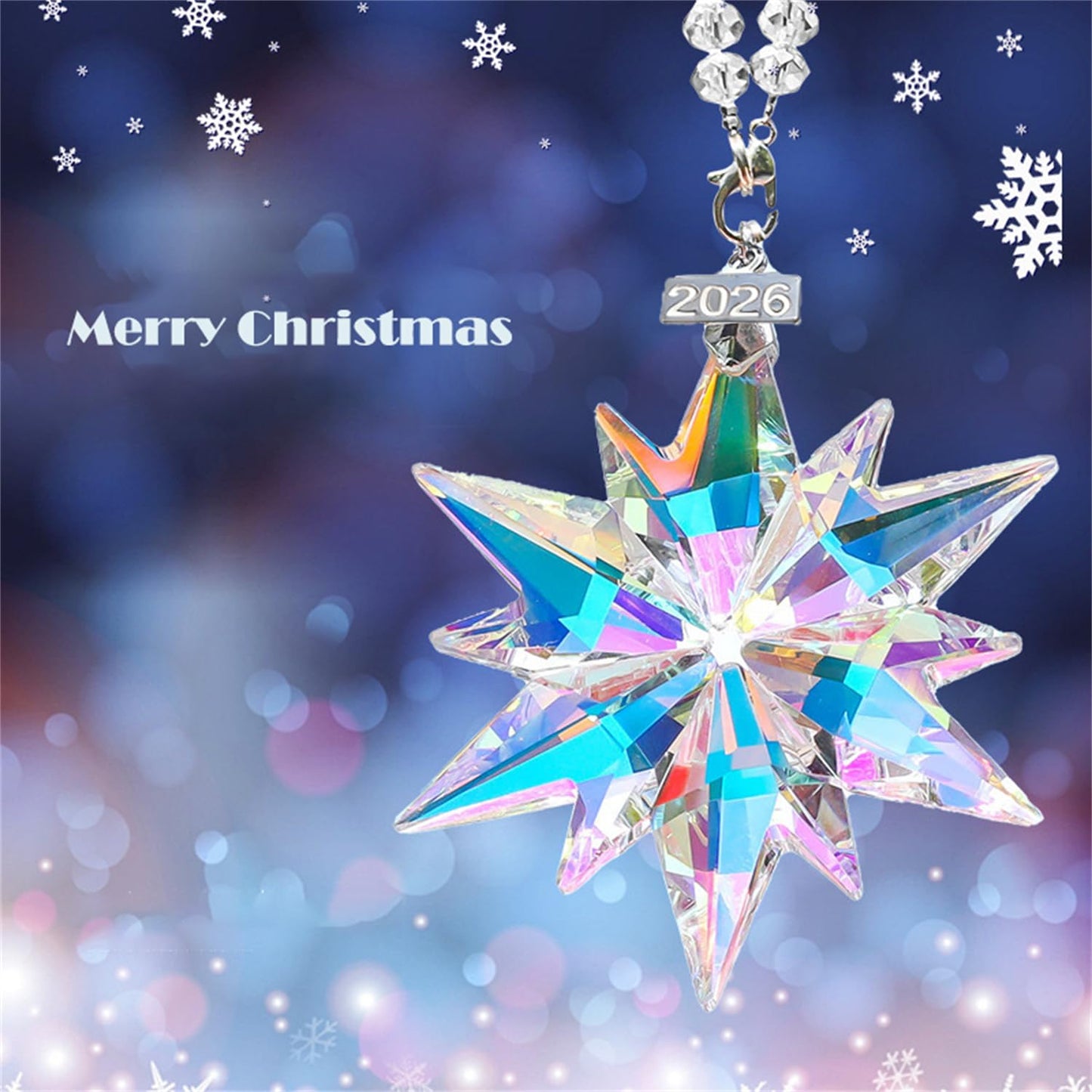 Crystal Snowflake Ornaments for 4th of July Decorations - Friend Gifts for Women & Men-Hanging Glass Ornament Gifts
