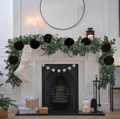 Velvet Christmas Ornaments Large Christmas Balls Ornament 4.7" Black Velvet Ornaments for Christmas Tree Balls Xmas Wedding Holiday Halloween Party Big Flocked Decorative Hanging Ornament 4 Pcs