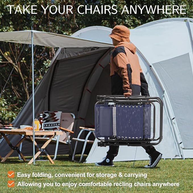 Sweetcrispy Zero Gravity Chairs, Set of 4 Portable Recliner Beach Camping Patio Outdoor Folding Lounge Chair with Cup Holder Trays and Adjustable Pillow for Poolside, Garden, Backyard, Lawn (Blue)