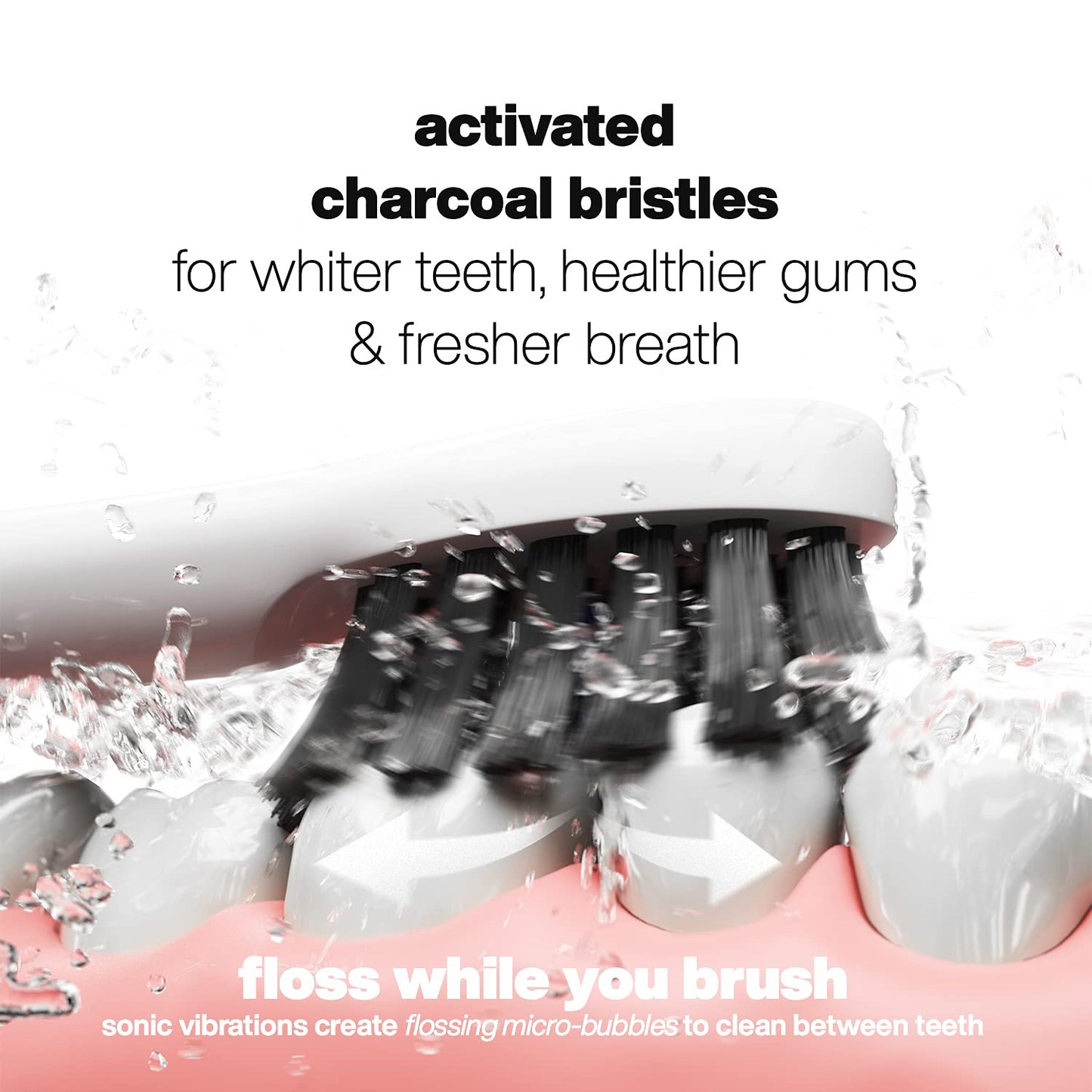 AquaSonic Pulse – Ultra Whitening Electric Toothbrush w Activated Charcoal Whitening Bristles – Sonic Rechargeable toothbrush – 3 Modes & Smart Timers – Lasts 45 days – Home & Travel Toothbrush
