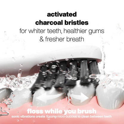 AquaSonic Pulse – Ultra Whitening Electric Toothbrush w Activated Charcoal Whitening Bristles – Sonic Rechargeable toothbrush – 3 Modes & Smart Timers – Lasts 45 days – Home & Travel Toothbrush