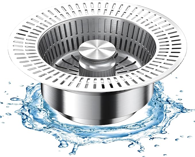 3 in 1 Kitchen Sink Drain Strainer, Universal Stainless Steel Kitchen Sink