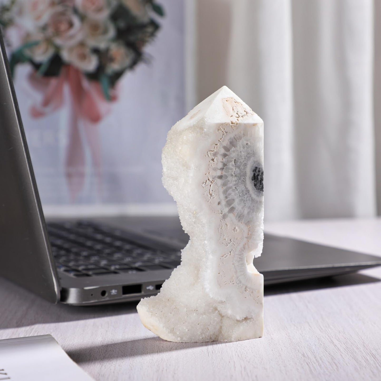 moonsix Natural Rock Crystal Quartz Obelisk Tower, Irregular Raw Crystal Wands Geode Stone for Meditation Home Decor, 301-400g