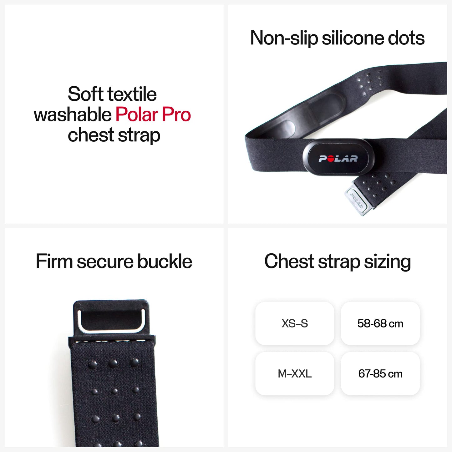 Polar H10 Heart Rate Monitor – ANT Plus, Bluetooth - Waterproof HR Sensor with Chest Strap - Built-in memory, Software updates(H10, M-XXL,Black)
