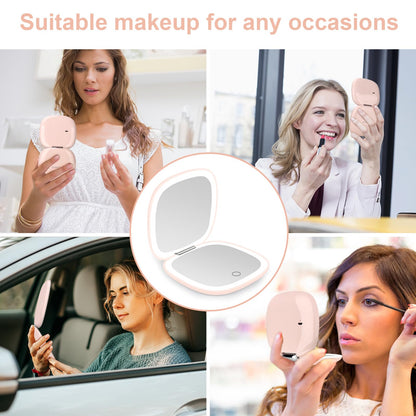 deweisn Compact Mirror, Lighted Travel Makeup Mirror with 1X/10X Magnifying Double Sided Dimmable Portable Pocket Mirror for Handbag, USB Charging(Black)