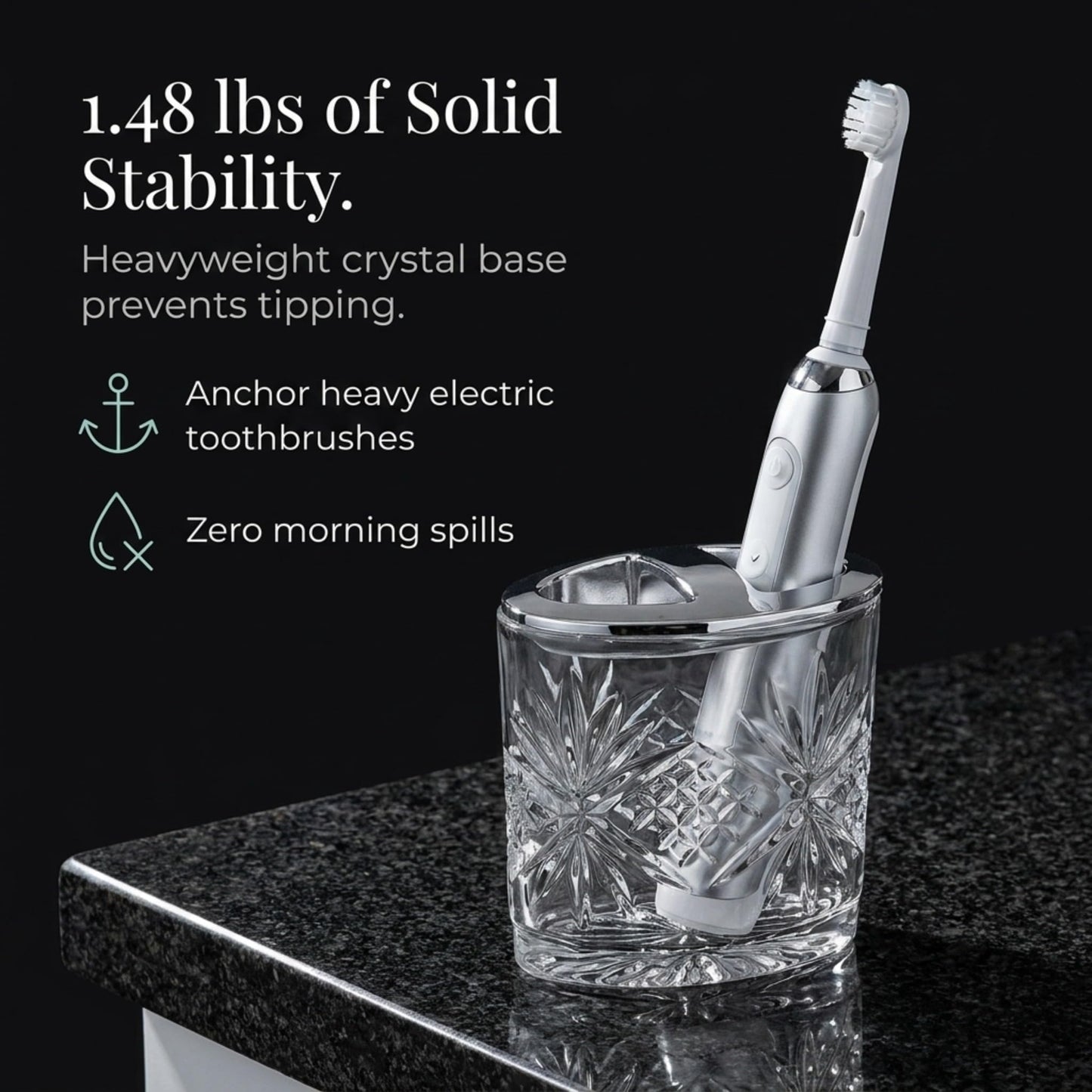 Godinger Crystal Toothbrush Holder, Decorative Countertop Organizer, Bathroom Accessory, Dublin Collection, Decorative Countertop Organizer