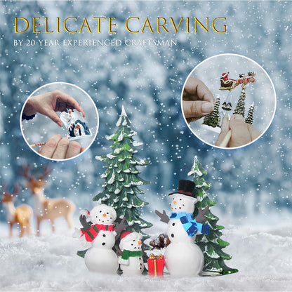 Snow Globes, Snowman Family,Glitter Water Christmas Lantern with 8 Songs, 6H Timer Battery & USB Powered Music Box,Gifts for Men and Kids, Indoor Christmas Decorations