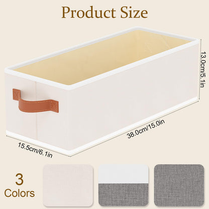 YheenLf Storage Bin, Linen Foldable Clothes Basket, Storage Box Container with Double Handles for Bedroom, Beige, 15x 6 x 5 Inch, 1-Pack