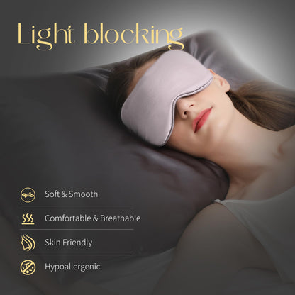 ZIMASILK Adjustable 100% 22 Momme Mulberry Silk Sleep Mask for Sleeping, Filled with Premium Mulberry Silk, Softest & Breathable Blackout Eye Sleeping Mask (Black)