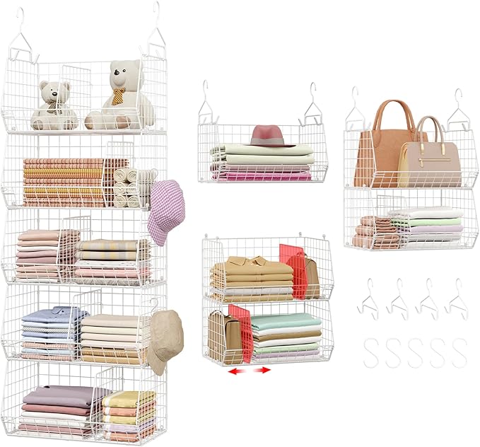 5 Tier Extra Large Closet Hanging Shelves