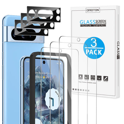 OMOTON 3+2 Pack for Google Pixel 9 Pro XL Screen Protector 6.8 Inch, 3 Tempered Glass Film & 2 Camera Lens Protector, Bubble-free, HD Clear, Not for 9 Pro/ 9