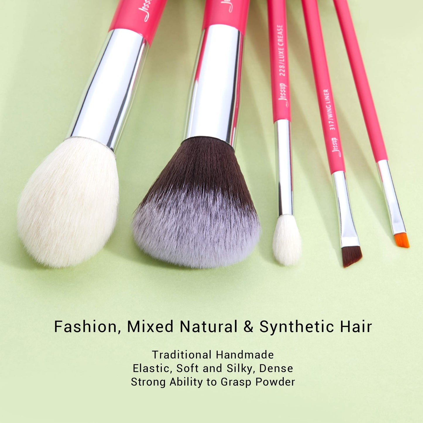 Jessup Brand 25pcs Professional Makeup Brush Set Beauty Cosmetic Foundation Powder Blusher Eyeshadow Blending Highlight Concealer Natural-Synthetic Hair Brushes Set (Pearl White/Silver)