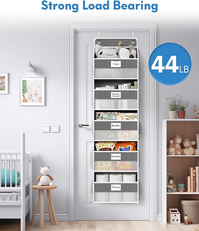 Over The Door Organizer Hanging, 2 Pack 5 Shelf Behind The Doors Storage