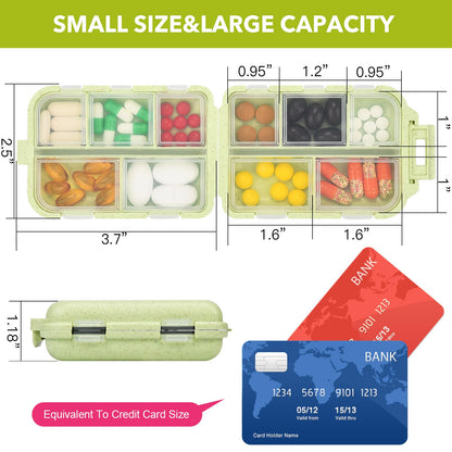 Travel Medicine Kit with 189 Labels, Pill Cases Organizers 7 Day Compact Pill Organizer Mini Pill Case Pill Storage Organizer (Yellow, 1 Pack)