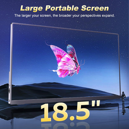 18.5 Inch Large Portable Monitor, 120Hz 1080P FHD IPS Portable Travel Second Screen Display for Laptop/Phone/Xbox PS4/5, 125% sRGB, Dual Speakers, VESA & Smart Cover