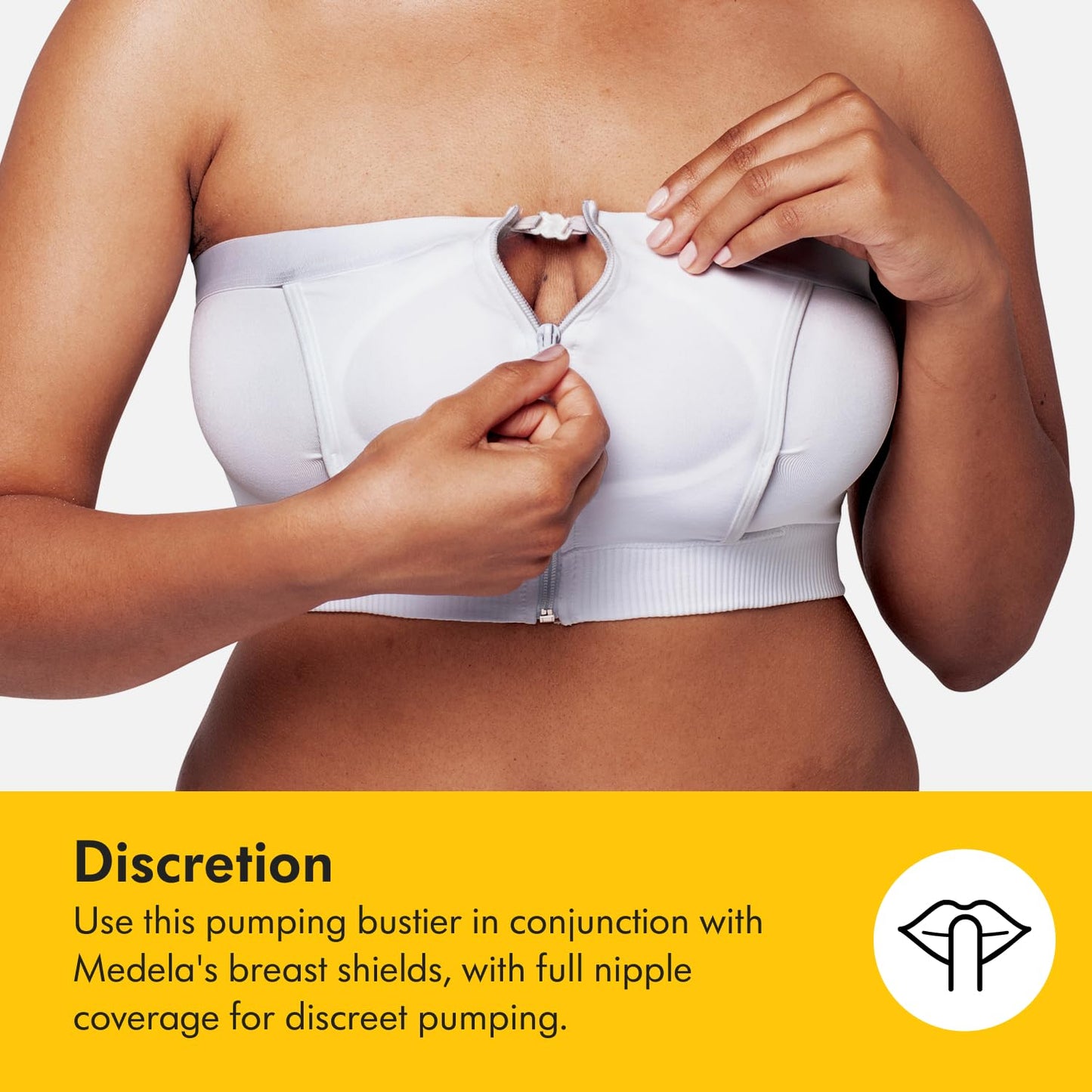 Medela Hands Free Pumping Bustier, Easy Expressing Pumping Bra with Adaptive Stretch and Easy Milk Flow White