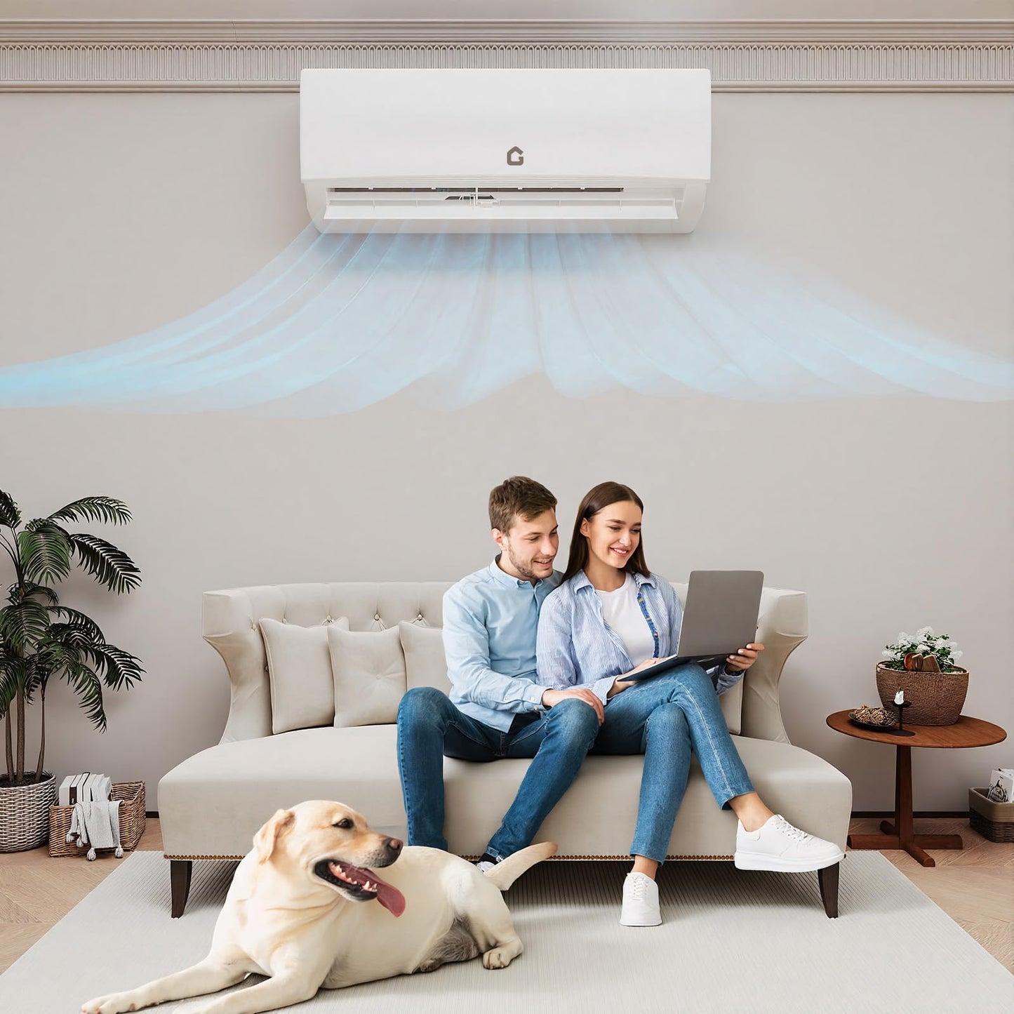 EliteEdge 12000 BTU Ductless Mini Split AC/Heating System, 19 SEER2 4-in-1 Inverter Heat Pump for Up to 550 Sq.Ft, 115V with Installation Kit, Wall Mount Low Noise Air Conditioner, White