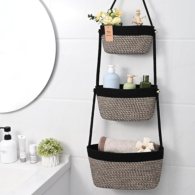 Hanging Storage Baskets, Over the Door Basket, Cotton Wall Baskets Storage
