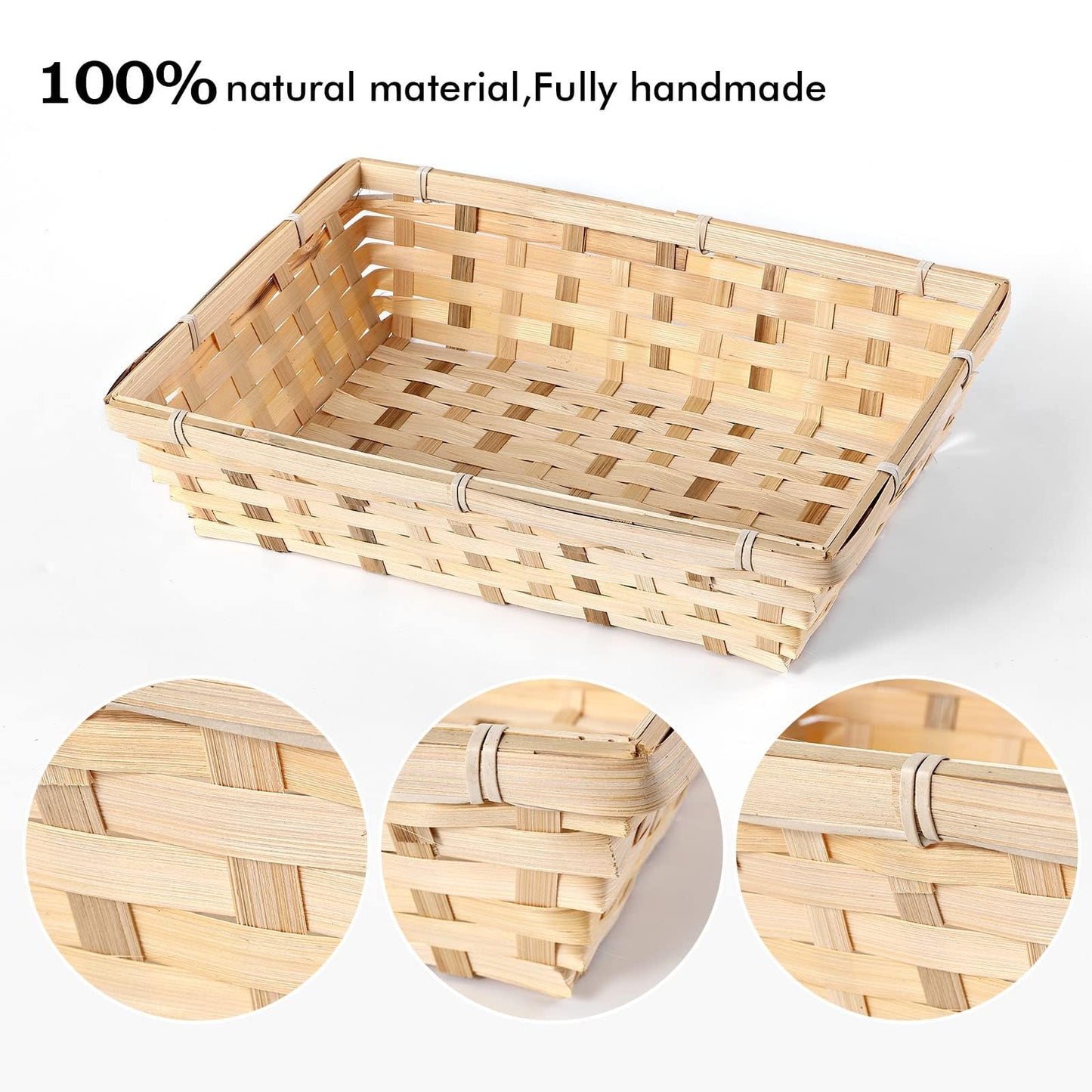 10 pcs Natural Bamboo Basket Gift Hampers Retail Display Home Organizer (Medium)