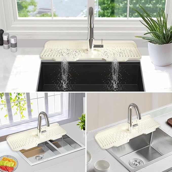 Silicone Sink Mat Splash Guard-17" x 6'' Sink Splash Guard, Kitchen Sink