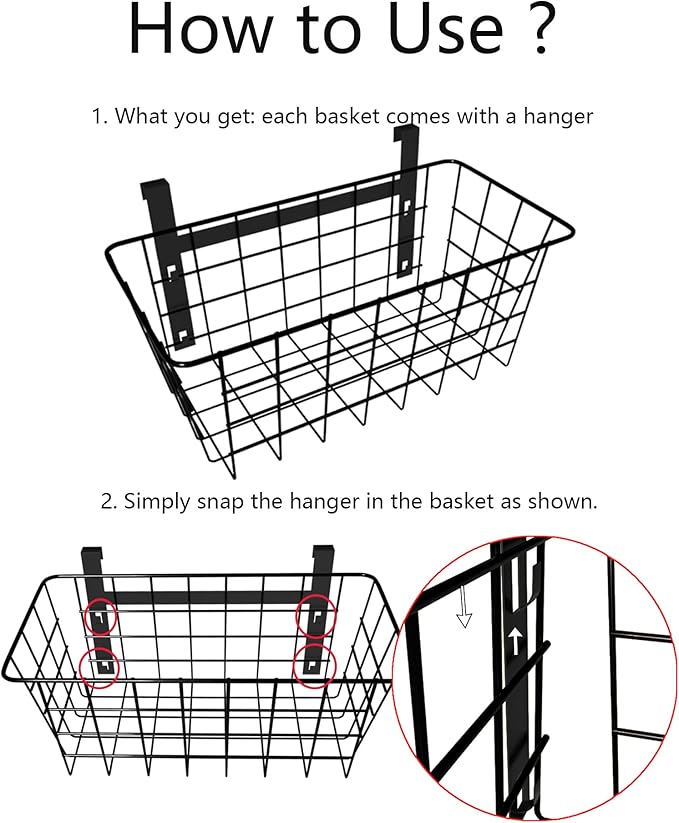 MaraFansie Basket with Hook, Grid Storage Basket, Over the Cabinet Door