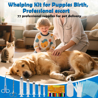 Ywingda Whelping Kit for Puppies Birth - Reusable Birthing with 77Piece,Birthing Essentials with Emergency Whelping Supplies,Kitten Bottle Feeding kit for New Born Puppy Supplies and Kitten