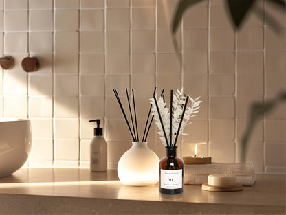 WEALD TRIBE Flower Reed Diffuser Set Vanilla Cinnamon Scent for Bathroom Air Fresheners | 4.0 fl oz Essential Oils with Sticks Home Fragrance Defusers | House Bedroom Office Shelf Decor & Gift