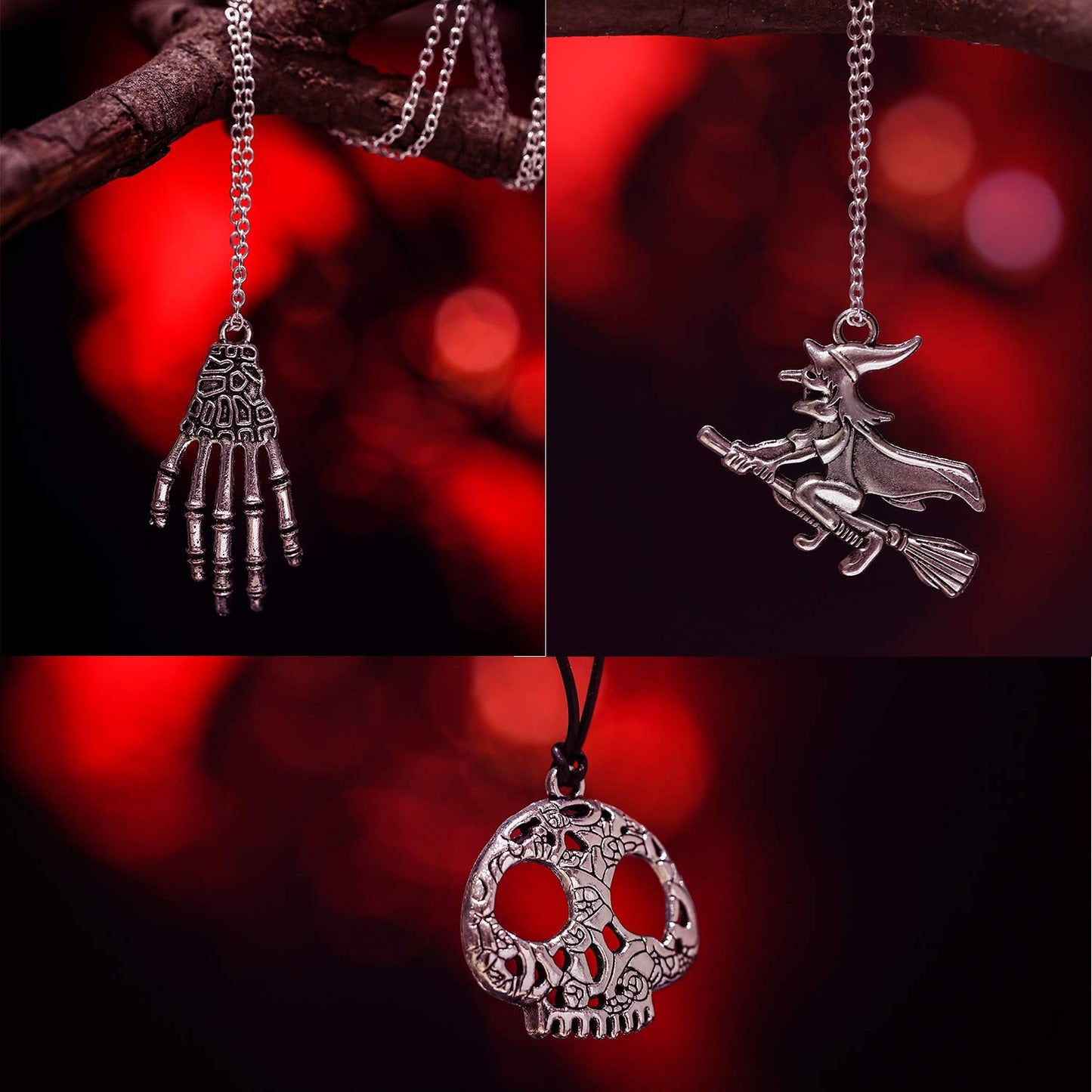 Hicarer 80 Pieces Antique Silver Pendants Charms Pendants Halloween Jewelry Making Accessory for DIY Necklace Bracelet(Skull)