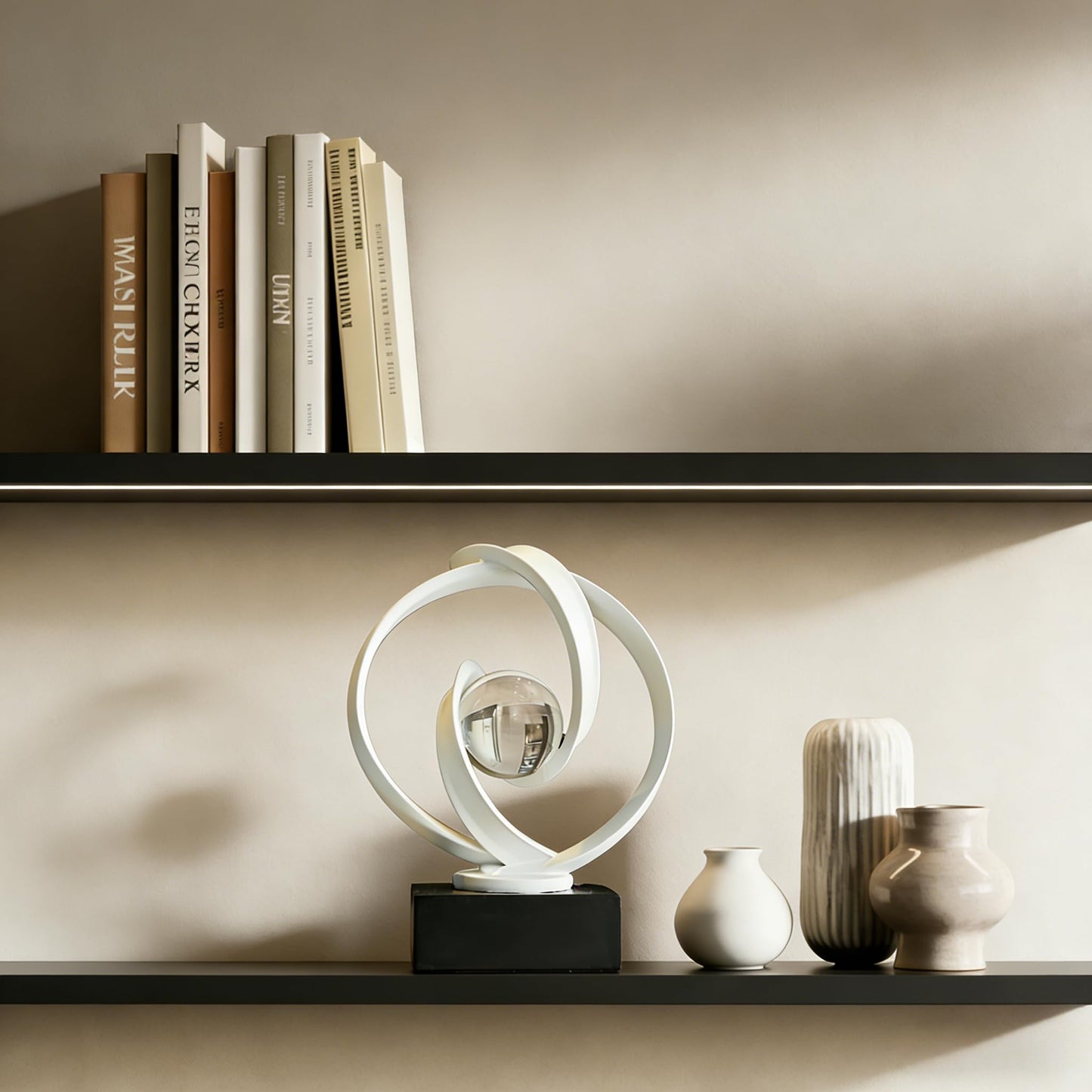 AWNR Gold Abstract Sculpture House Decor Aesthetic - Home Décor Accents for Nightstand, Shelves, Dining Room, Entryway Table, Office, Desk Accessories (White)