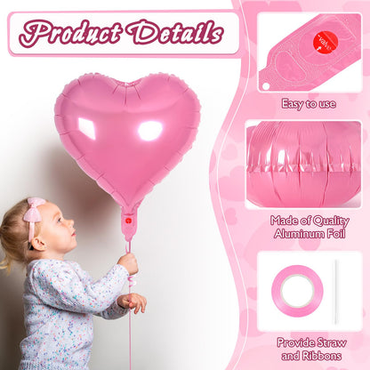 12 Pcs Red Heart Balloons,18 Inch Heart Foil Balloons Love Balloon Valentine Balloon for Birthday Party Wedding Engagement Party Baby Shower Valentine Day Decorations (red)