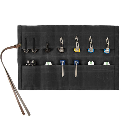 Baizoy Knife Display Bag with 12 Slots Pocket Knives,Folding Knife Holder Organizer,Knives Roll Collection Protector Bag,Tactical Outdoor for EDC Mini Knife Bags (Black)