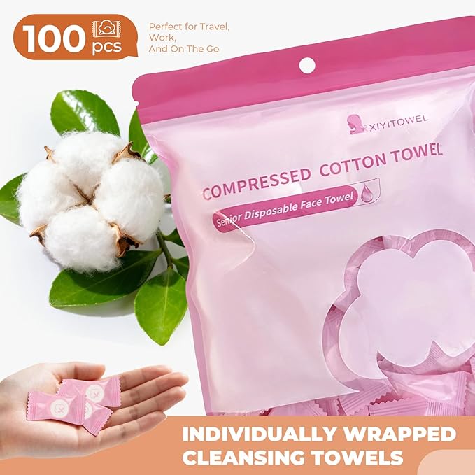 Classycoo Compressed Towel 100 PCS Mini Tablets Disposable Portable Face Towel