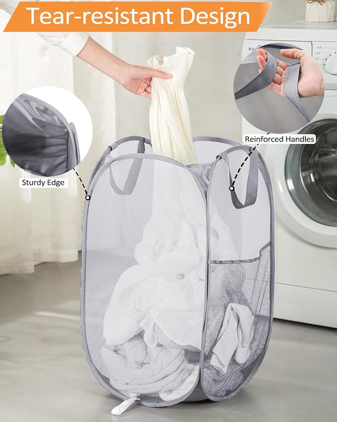 2 Pcs Durable Collapsible Laundry Baskets
