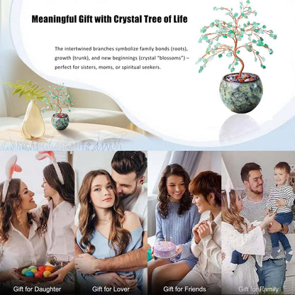 Runyangshi Green Aventurine Crystal Tree of Life - 8" Large Natural Chakra Healing Crystal Tree, Bringing Money, Good Luck, Positive Energy for Home Decor, Feng Shui Gifts, Office Desk Ornament