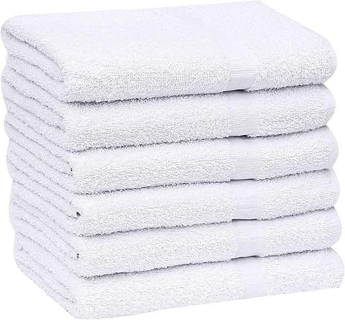 GOLD TEXTILES 12 Pack White Economy Cotton Blend 15x25 Inches Basic Hand