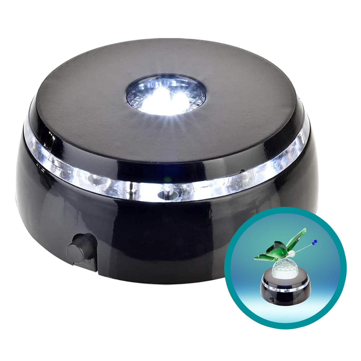 ASENTE 4 LED Display Base - Light Base for Glass Art - Lighted Glass Display and LED Base Light for Crystals, Figurines, and More - Lighted Display Stand w/ White Lights