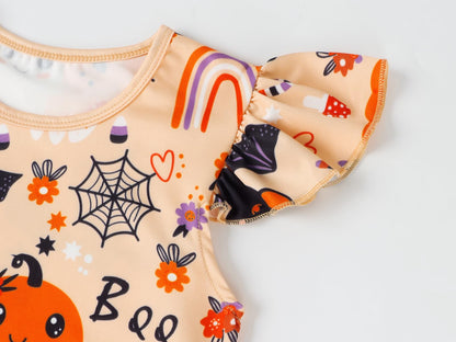 WonderBabe Girls Halloween Nightgowns Flutter Sleeves Nightdress Nightie Dress Sleepwear Pajamas for Little Girls Size 7-8 Yellow