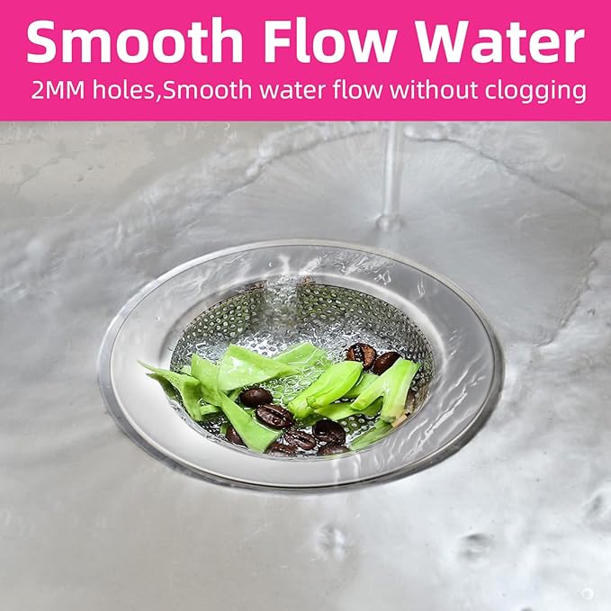 2 Packs Sink Strainer for Most Kitchen Sink Drain Basket, Upgraded Double-Layer