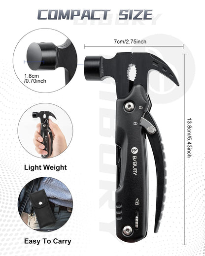 BIBURY Hammer Multitool, Fathers Day Gift from Daughter Son Wife, 12-in-1 Survival Gear Outdoor Multi Tool, Anniversary Birthday Gifts for Men, Cool Gadgets Survival EDC Multi-Tool