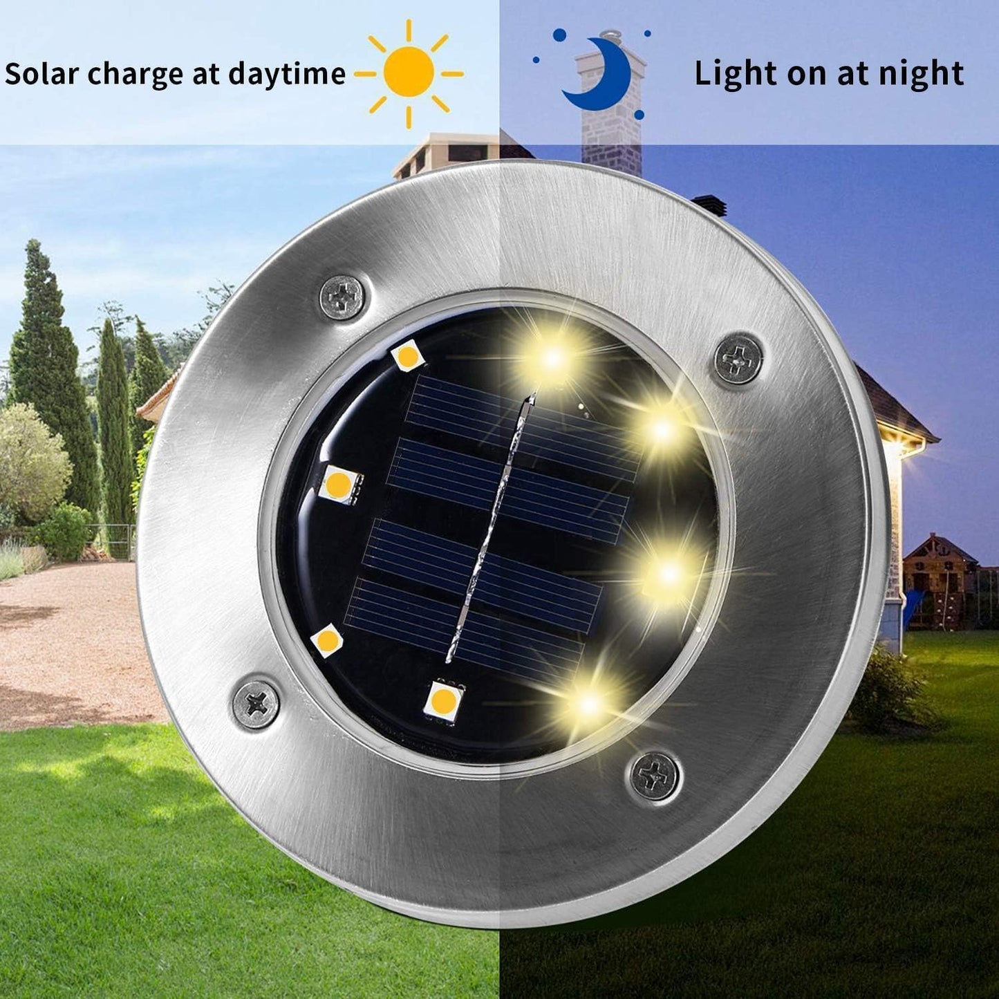 INCX 4.6 inch Solar Lights Outdoor Waterproof,12 Pack Solar Lights for Outside, Solar Garden Lights Landscape Lighting for Patio Pathway Lawn Yard Deck Driveway Walkway, Warm White