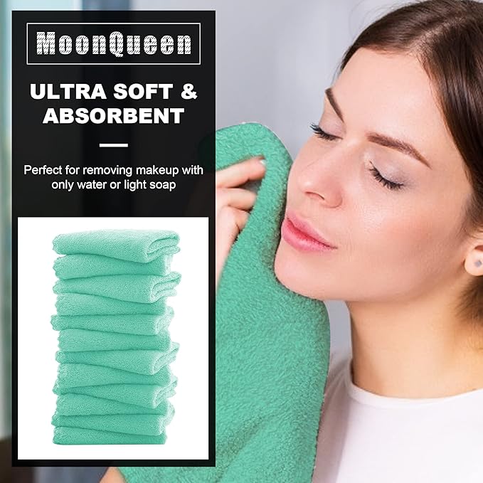 MOONQUEEN Microfiber Facial Cloths Fast Drying Washcloth 12 Pack