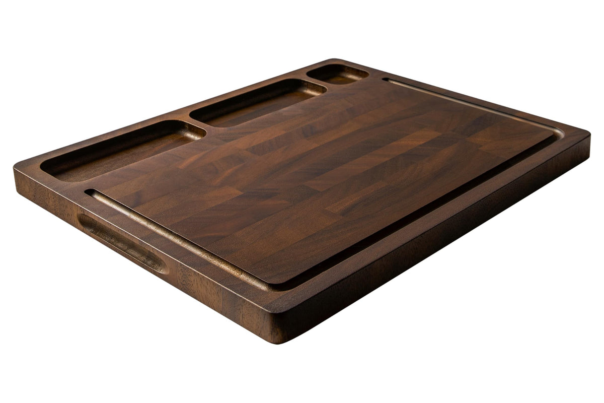 THETCHRY Walnut Cutting Boards For Kitchen, End Grain Wooden Cutting Board with Handle, Chopping Board Double Sided Charcuterie Boards For Meal Prep & Serving with Gift Box（Black Walnut）17”X13” X1”