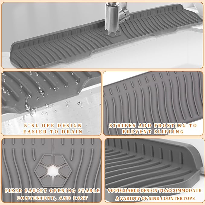 30 Inch Sink Splash Guard, Longer Silicone Sink Mat