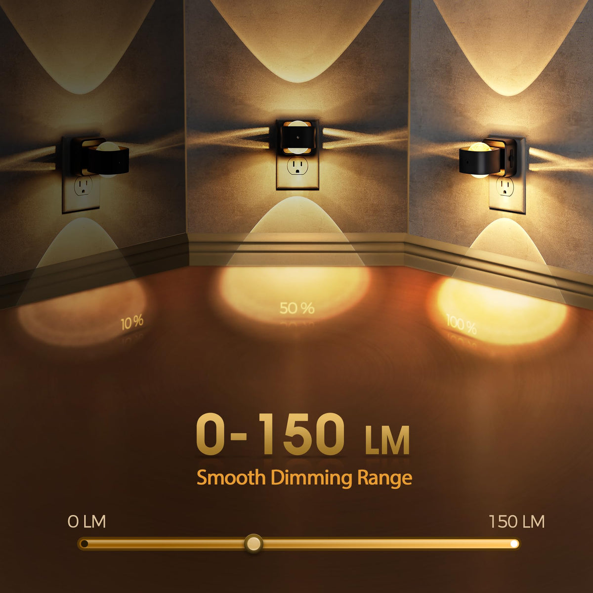 Briignite Night Light Projector, LED Night Lights Plug into Wall, 180° Rotating Night Light for Kids, Dusk to Dawn Sensor, 0-150LM Dimmable, Warm White Ambient Lighting for Bathroom, Gifts