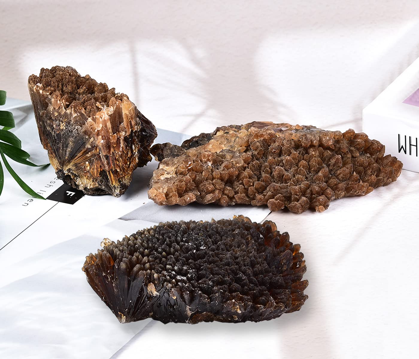 JIC Gem Natural Amber Calcite Healing Crystal Cluster Geode Raw Irregular Mineral Gemstone Large Home Decor 1.1-1.54 Lbs