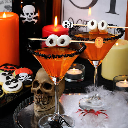 Halloween Cocktail Picks Halloween Theme Skull Ghost Pumpkin Bat Decorations Long Toothpicks Fruit Sticks Skewers Topper for Appetizer Charcuterie Food Sandwich Cupcake Halloween Themed Party Supplies